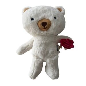 Hallmark White Bear Plush Bella Rose Blushing Teddy 14 inch Love Valentines Day